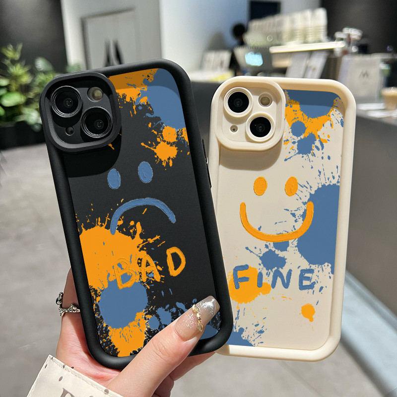 เคสสำหรับ iPhone 6 Plus 6s Plus 7 Plus 8 Plus SE 2020 เคสซิลิโคนกันตกลายกราฟฟิตีหน้ายิ้มเคสโทรศัพท์มือถือกรอบนิ่ม - รูปที่ 3