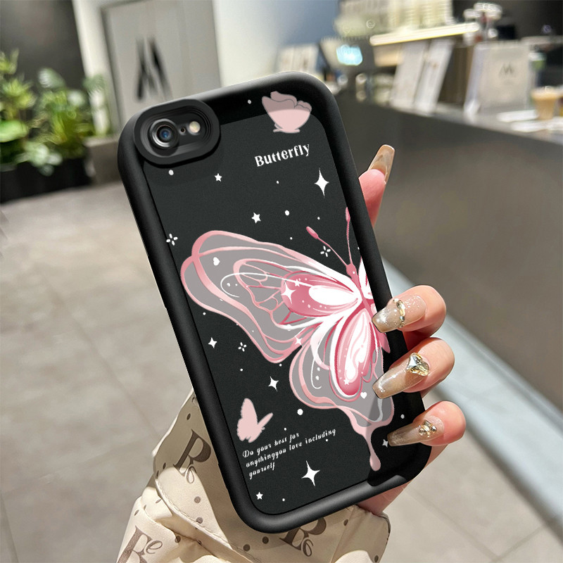เคสสำหรับ iPhone 6 Plus 6s Plus 7 Plus 8 Plus SE 2020 เคสป้องกันการกระแทกเคสซิลิโคนซิลิโคนโทรศัพท์ผีเสื้อที่สวยงาม
