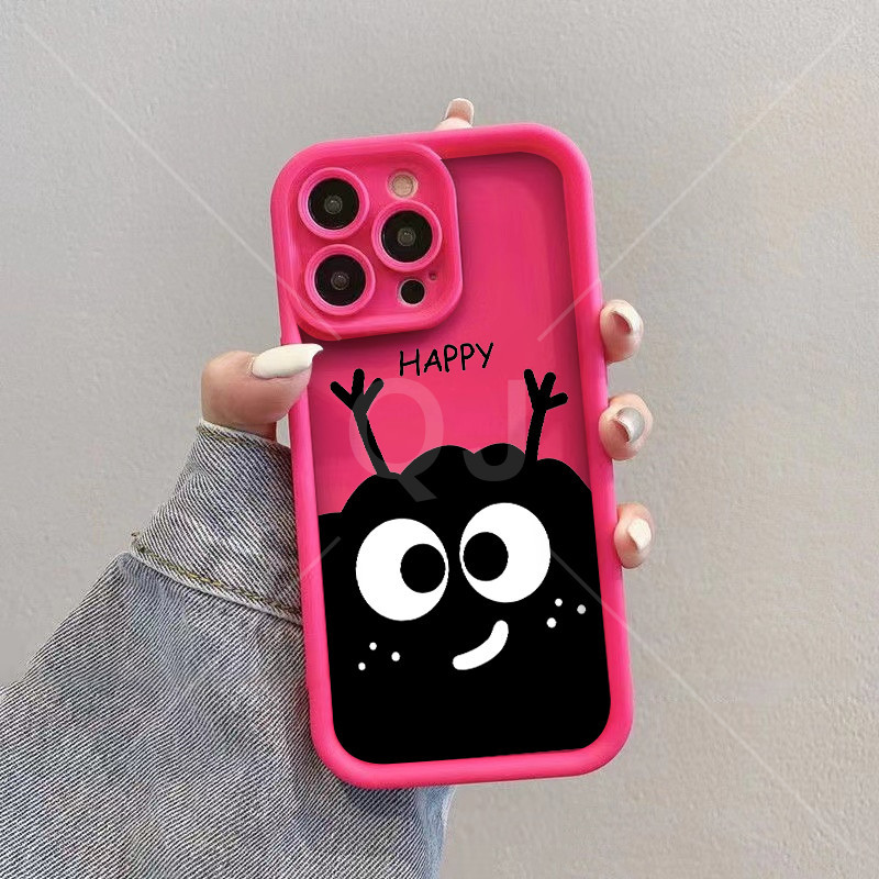 เคส Samsung A16 5G A06 A55 5G A35 5G A25 5G A7 2018 A10 A15 5G A05S A05 A22 5G A70 A70S A01 M10 A01 Core กรณีโทรศัพท์ถ่านหินขนาดใหญ่ Happy