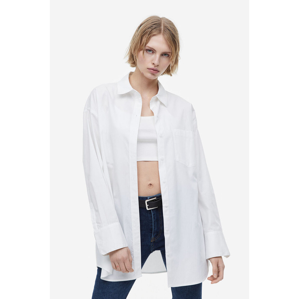 H&M Woman Oversized poplin shirt 1134790_1