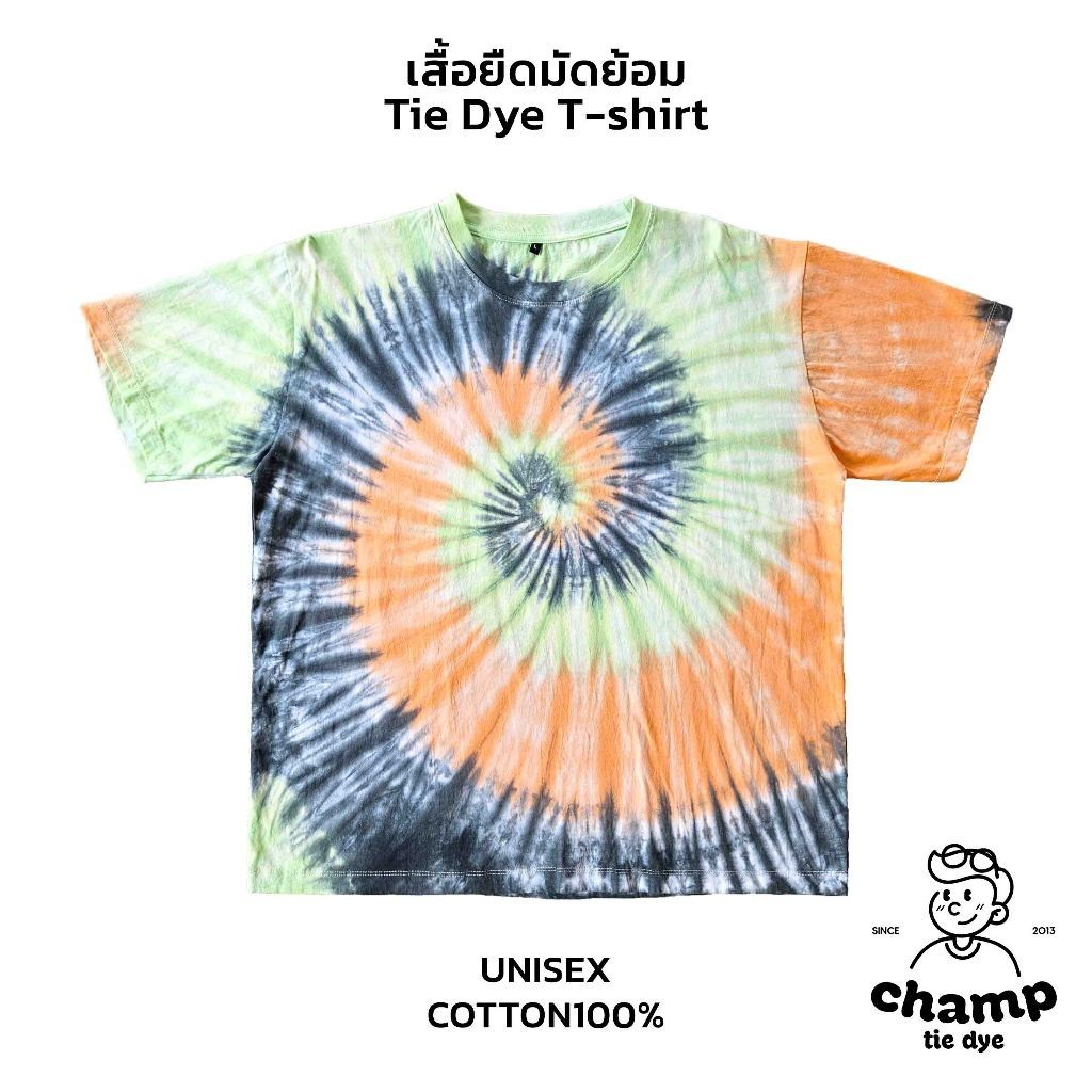 เสื้อยืดมัดย้อม ก้นหอย โอเวอร์ไซส์ คอกลม ไซส์ใหญ่พิเศษ Tie Dye Spiral Oversized  kids T-shirt unisex