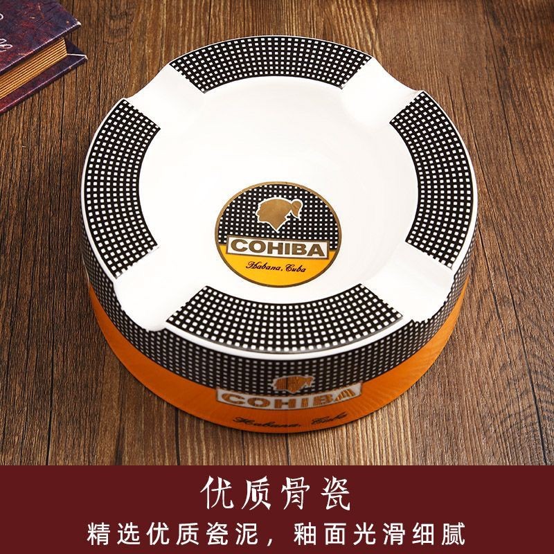 ที่เขี่ยบุหรี่ซิการ์เซรามิกสไตล์ยุโรป COHIBA ของขวัญคลับไอเดียบ้านคิวบาคลาสสิก 3E5W