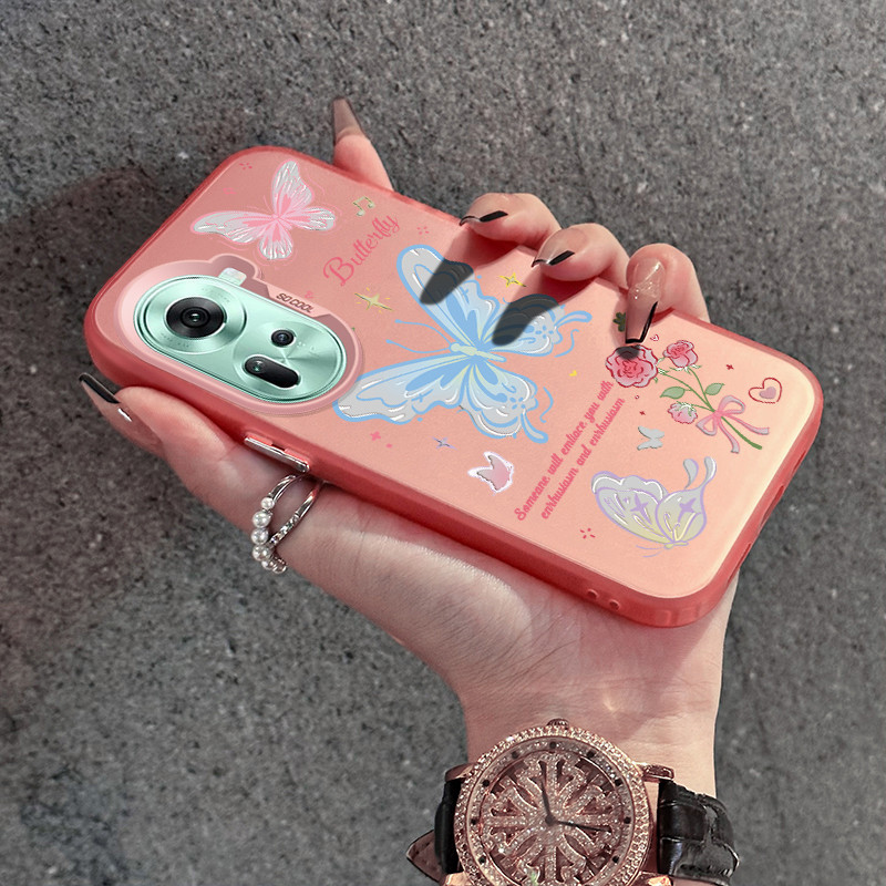 เคสสำหรับ OPPO Reno 11 5G Reno 10 5G Reno 10 Pro 5G Reno 8T 5G เคสโทรศัพท์รูปผีเสื้อหลากสีใหม่เคสแข็งกันตกแบบบางเฉียบ