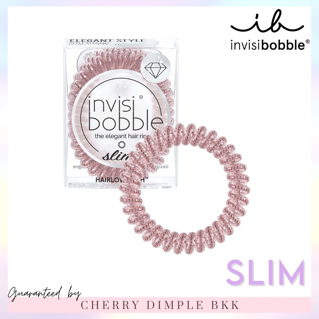 🍒ของแท้·ส่งไว·ถูก🍒INVISIBOBBLE รุ่น SLIM สี "PINK MONOCLE" / ยางรัดผม เยอรมัน ยางมัดผม invisibobble 