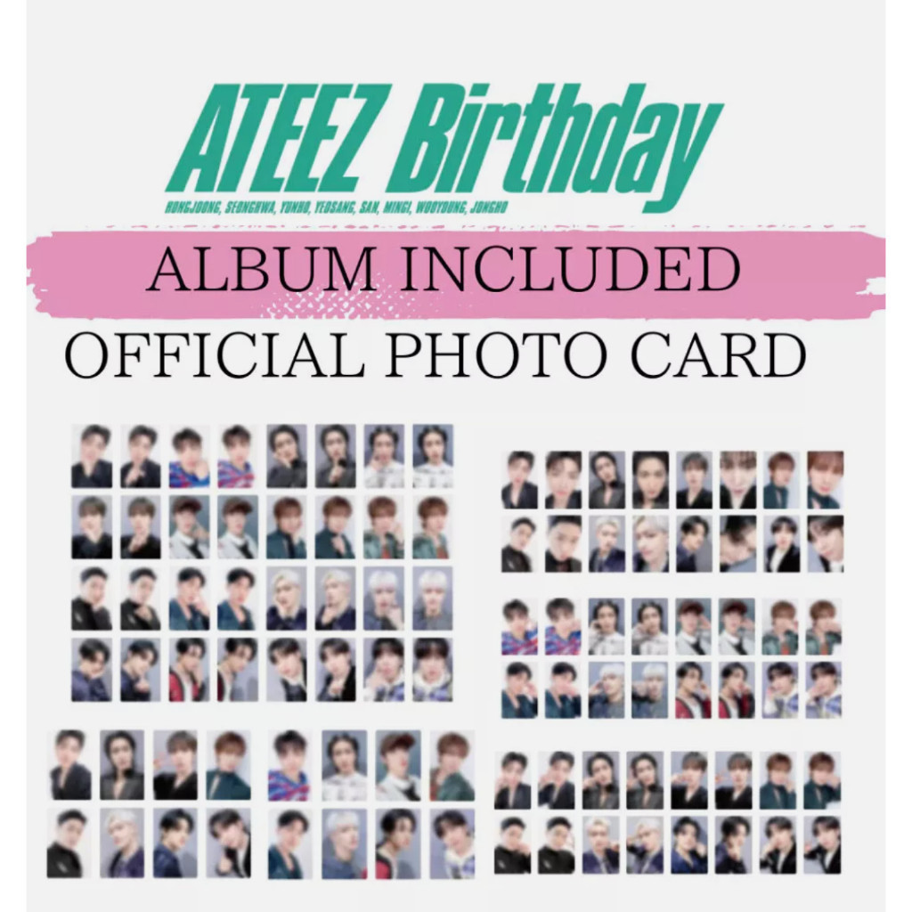 Ateez Birthday JAPAN การ์ดรูปถ่ายอัลบั้มเดียว 4 อย่างเป็นทางการ / HONGJOONG SEONGHWA YUNHO YOOSANG S