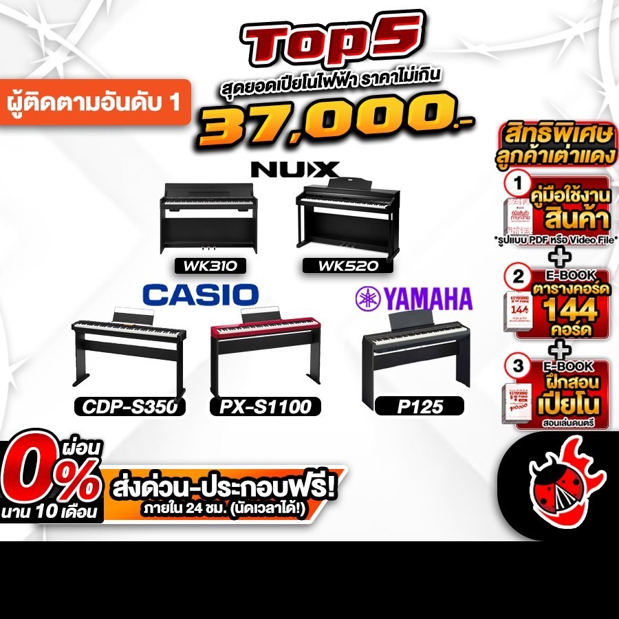 Top 5 สุดยอด เปียโนไฟฟ้า ราคาไม่เกิน 37,000.- WK310, WK520, CDPS350, PXS1100, P125 - เต่าแดง