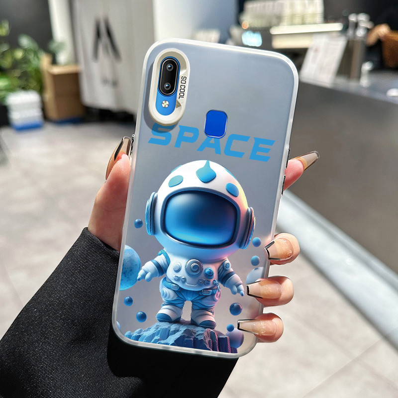 เคสสำหรับ VIVO Y91 Y91i Y93 Y95 Y91s Y90 Y1s เคสเคสกันกระแทกด้านหลังฝ้าโปร่งใสเคสโทรศัพท์ลายการ์ตูนนักบินอวกาศ