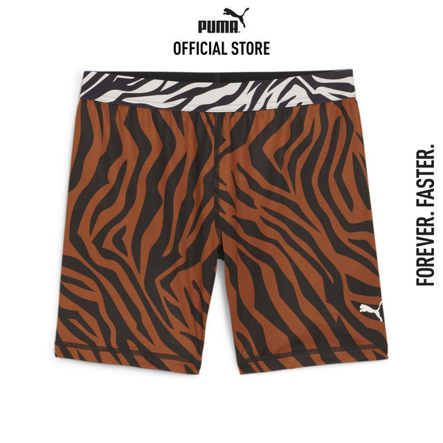 PUMA TRAINING - กางเกงขาสั้นปั่นจักรยานผู้หญิง 5" ANIMAL REMIX สีน้ำตาล - 52482081
