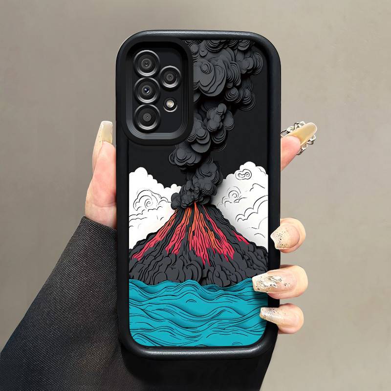 เคสสำหรับ Samsung Galaxy A33 5G A34 5G A53 5G A54 5G A23 A32 เคสป้องกันการกระแทกซิลิโคนเคสโทรศัพท์มีลายภูเขาไฟแบบใหม่