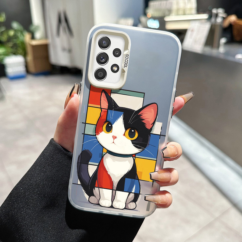 เคสสำหรับ Samsung A52 4G A52 5G  A52s 5G A51 M40S A50 A50S A53 5G A54 5G เคสเคสมือถือลายแมวสีซิลิโคนใสป้องกันการตก