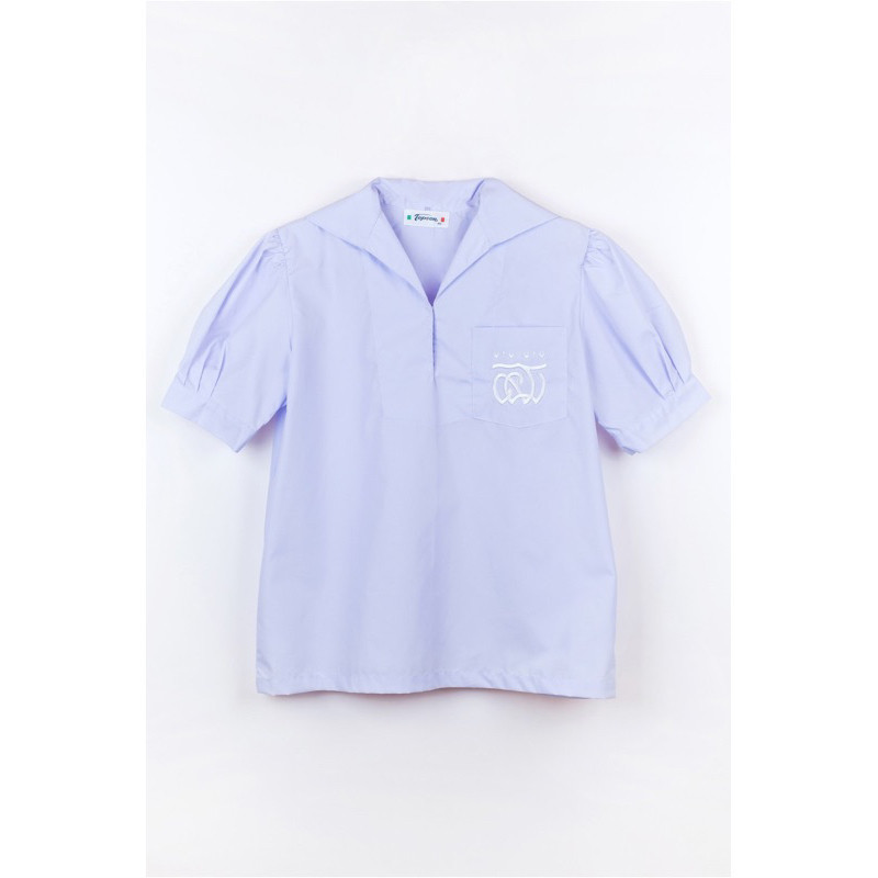 เสื้อปกทหารเรือ ส.ผ. ประถม ปลาย - ม.ต้น #993 โรงเรียนราชินี ผ้าโทเร (บิลเบิกโรงเรียนได้) ตราท็อป