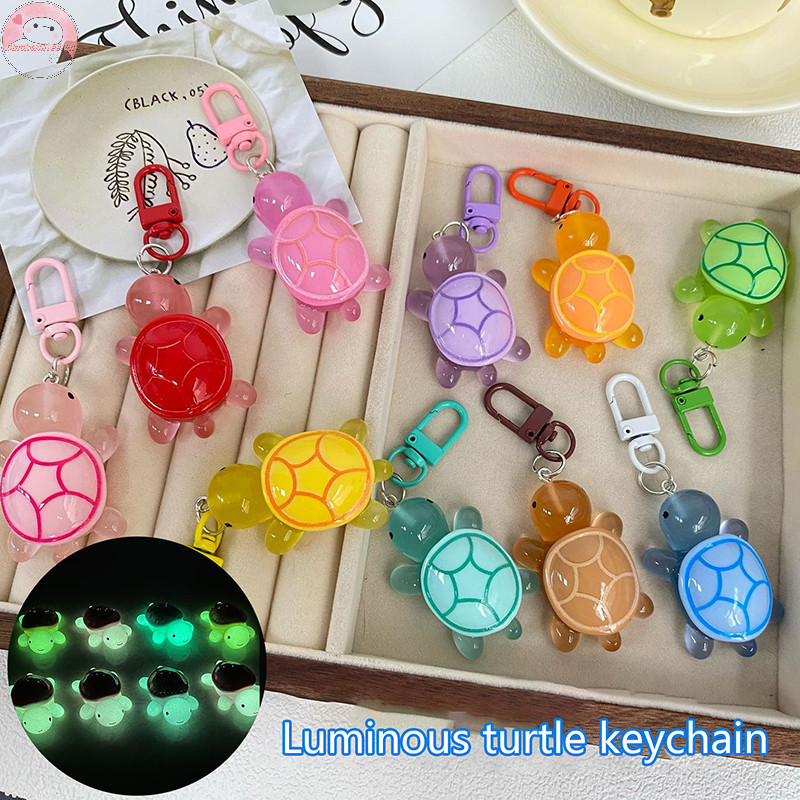 sparkly 1PC การ์ตูนเรซิ่นเต่าเรืองแสงเครื่องประดับพวงกุญแจ Glow-in-the-dark สีเต่าพวงกุญแจกระเป๋าจี้ Accessor แฟนของขวัญ