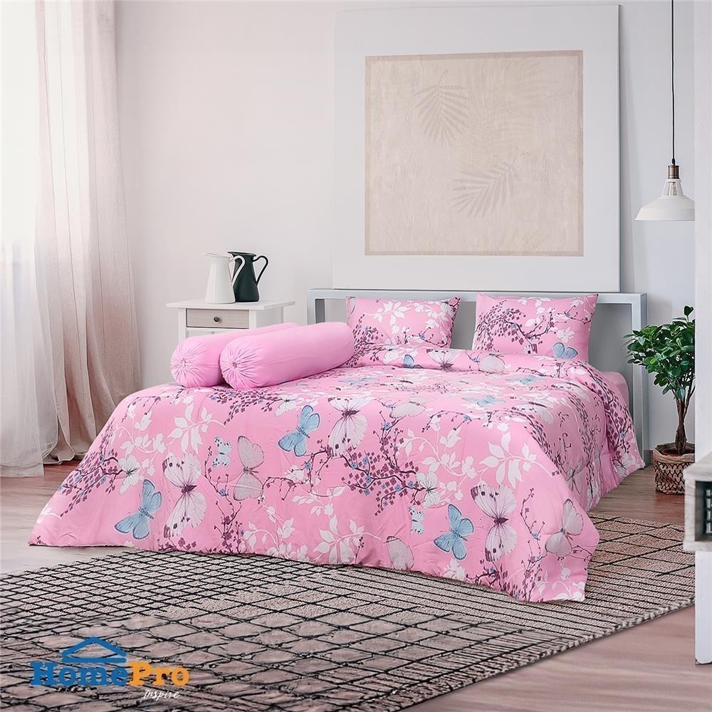 HomePro ชุดผ้าปูที่นอน 6 ฟุต 6 ชิ้น SPRING สีชมพู แบรนด์ ME LIVING