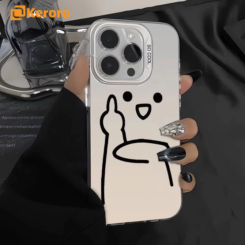 Keroro เคสโทรศัพท์มือถือ iPhone 15promax ใหม่ phone14 ระดับไฮเอนด์ 13pro นิ้วกลางตลก 12 สร้างสรรค์ ใช้ได้กับ iPhone11-15