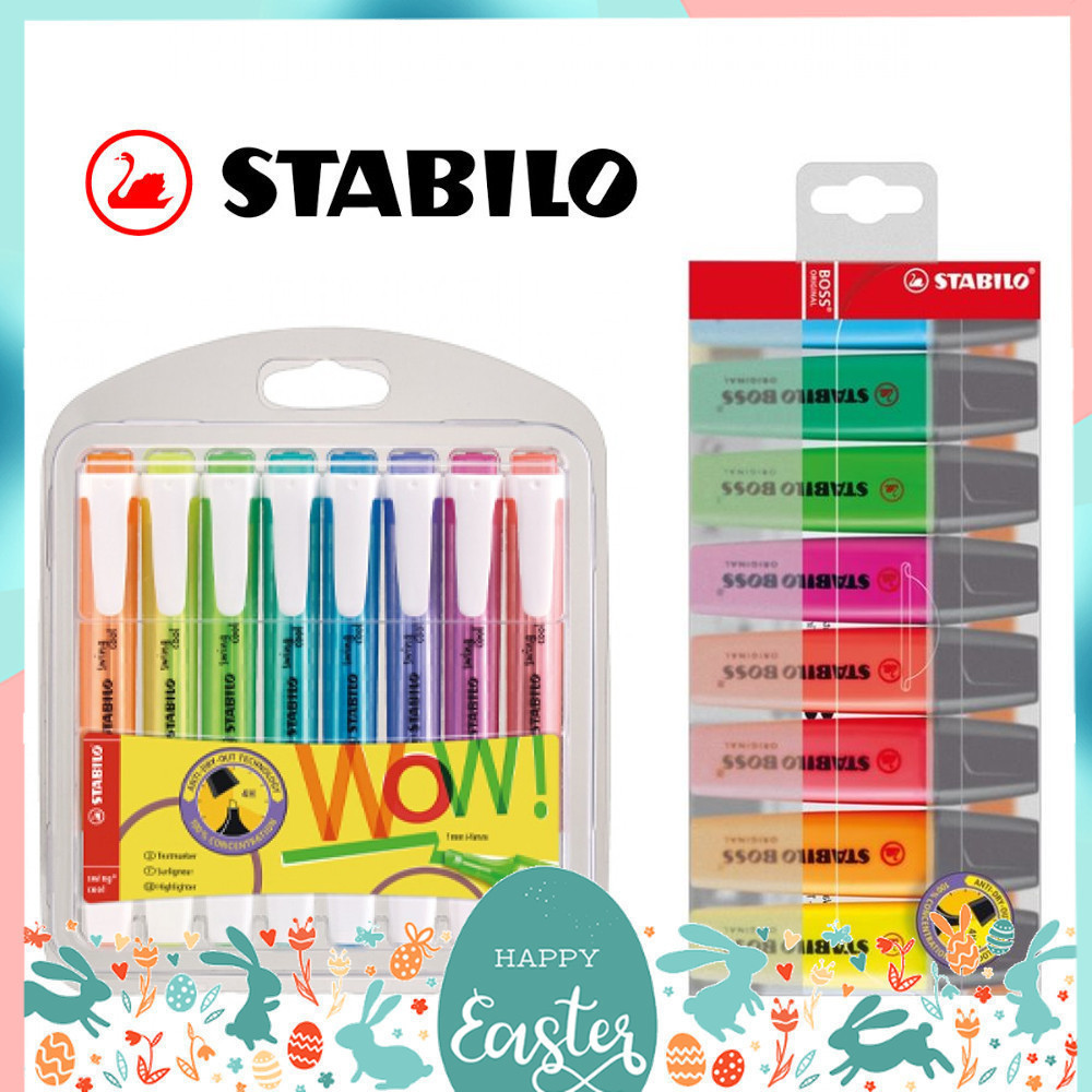 ปากกาเน้นข้อความ Stabilo Boss และะ Swing Cool สีสะท้อนแสง Neon เซ็ต 6 สี และ 8 สี