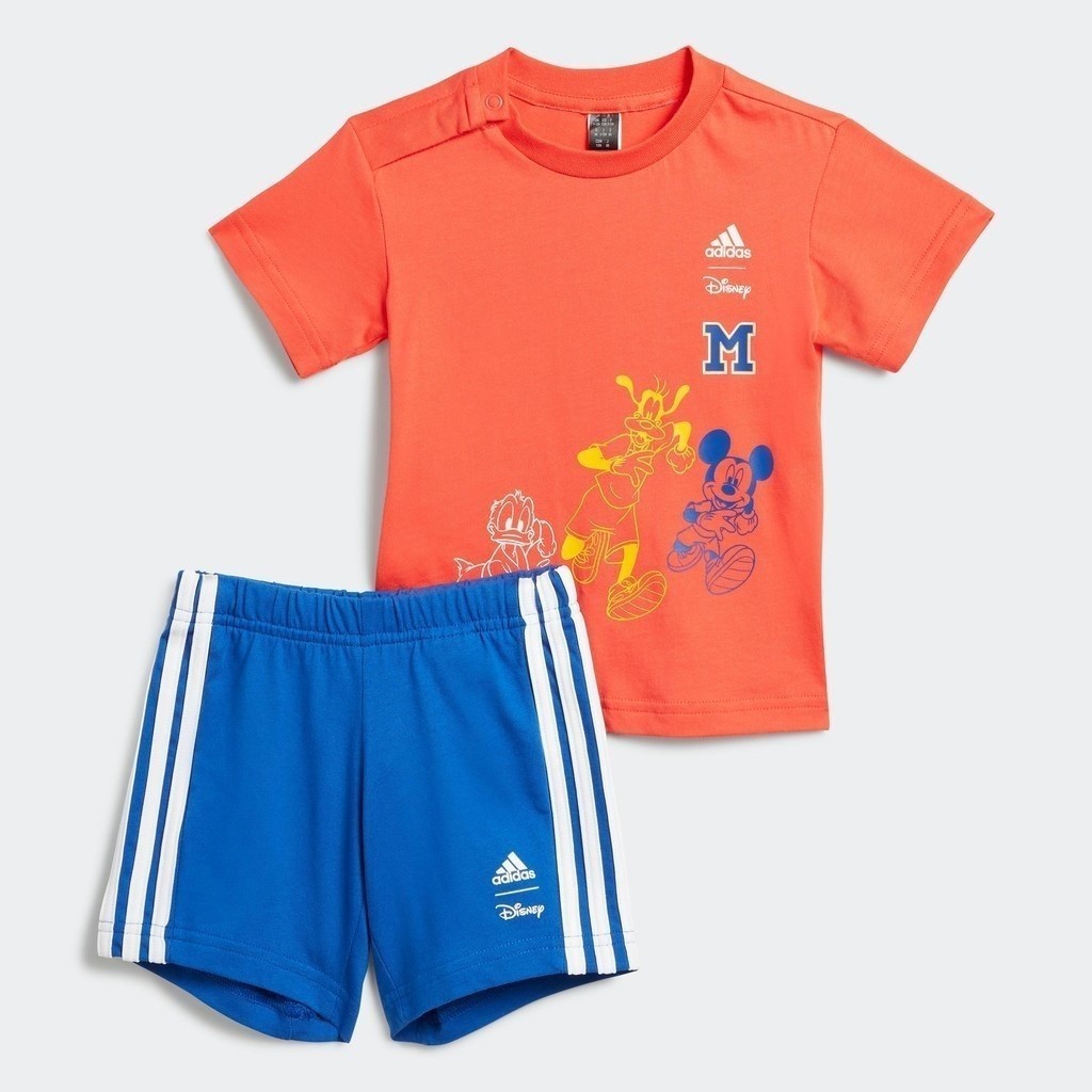 adidas ไลฟ์สไตล์ ชุดเสื้อยืดและกางเกงขาสั้น adidas x Disney Mickey Mouse เด็ก สีส้ม IJ9330