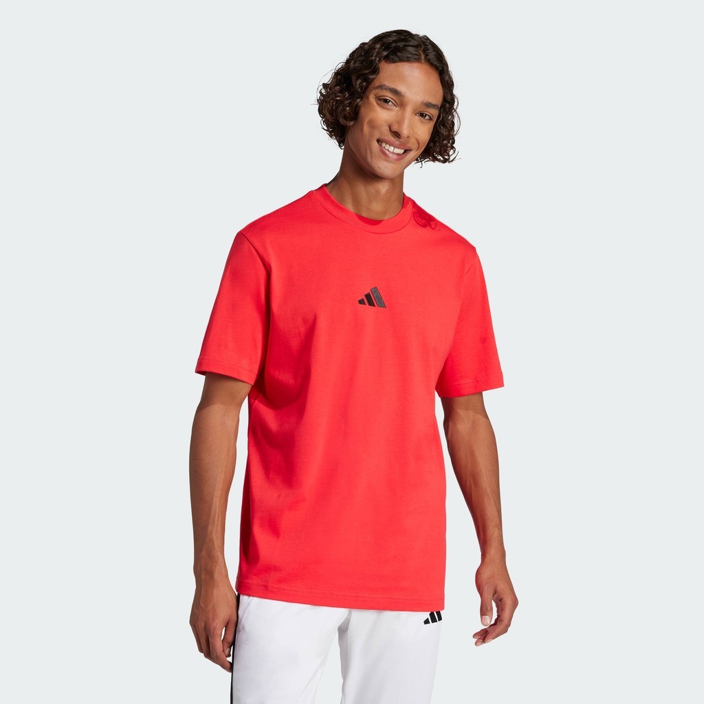 adidas Lifestyle Essentials Small Logo Single Jersey Tee Men Red JF1095