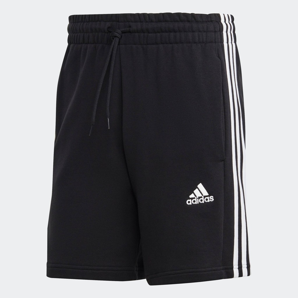 adidas ไลฟ์สไตล์ กางเกงผ้าเฟรนช์เทอร์รีย์ขาสั้น Essentials 3-Stripes ผู้ชาย สีดำ IC9435