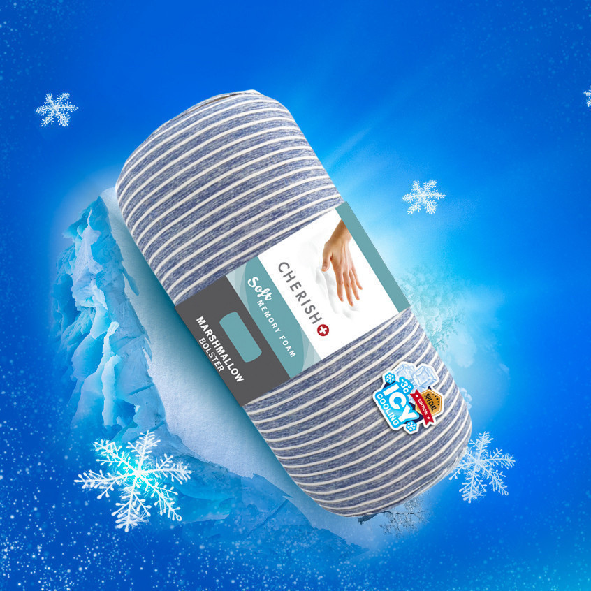 CHERISH TEMPSoft หมอนเย็น หมอนข้างเย็น เมมโมรี่โฟม รุ่น มาร์ชเมลโลผ้าเย็น [Ice Marshmallow] นุ่มพิเศษ