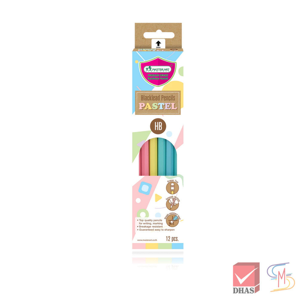 Master Art มาสเตอร์อาร์ต ดินสอ ดินสอดำ HB สีพาสเทล จำนวน 12 แท่ง