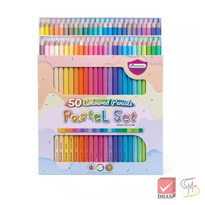Master Art สีไม้ ดินสอสีไม้ แท่งยาว 50 สีพาสเทล (1 กล่อง)