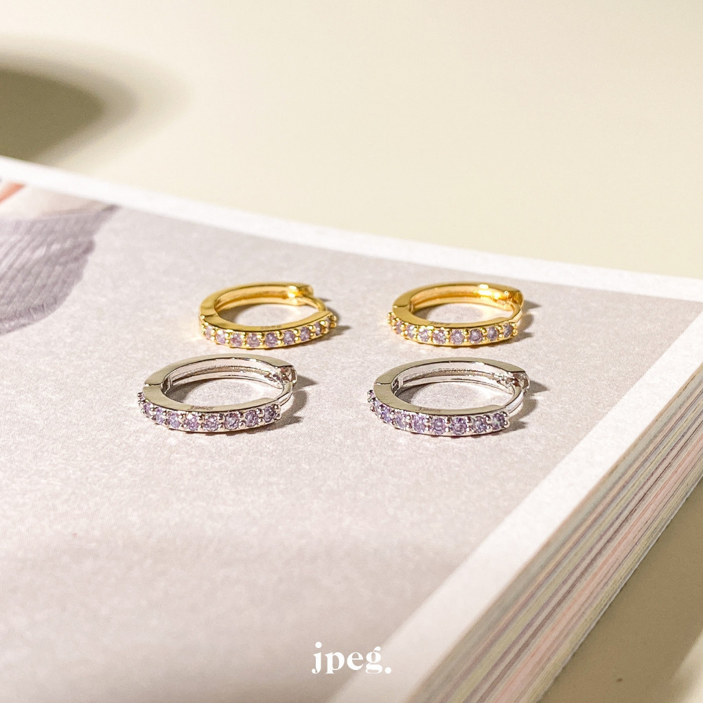 JPEG - Light Purple - Diamond Huggie Hoop Earring