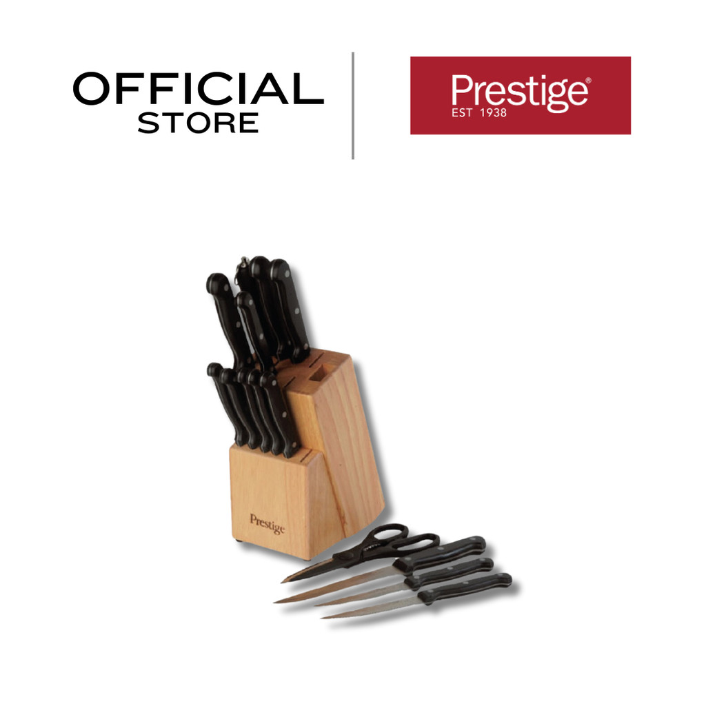 Prestige ชุดมีดทำครัว 14 ชิ้น พร้อมแท่นบล็อคไม้สำหรับเก็บครบเซท มีดอเนกประสงค์ (56024-C)