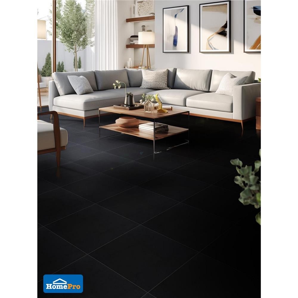 SOSUCO กระเบื้องพื้น 16x16 นิ้ว วรรณนที ดำ PM 0.96 ตร.ม. จัดส่งโดย HomePro