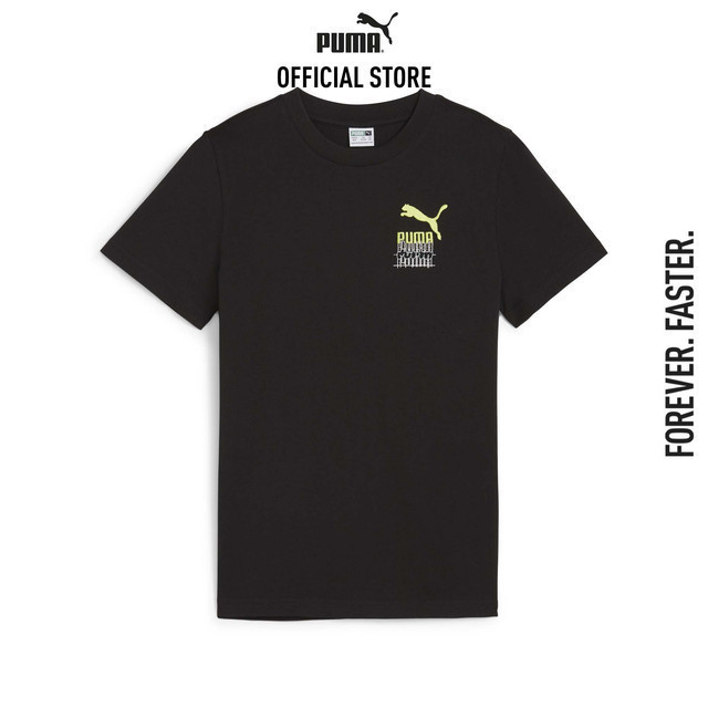 PUMA KIDS - เสื้อยืดเด็กโต CLASSICS BRAND LOVE สีดำ 62441801