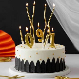 🛒 เทียน Happy birthday เทียนตัวเลข เทียนตัวเลขสีทอง 0-9 มีฐานรอง ตกแต่งเค้กวันเกิดใส่ทองชุบ ตัวเลข สีทอง