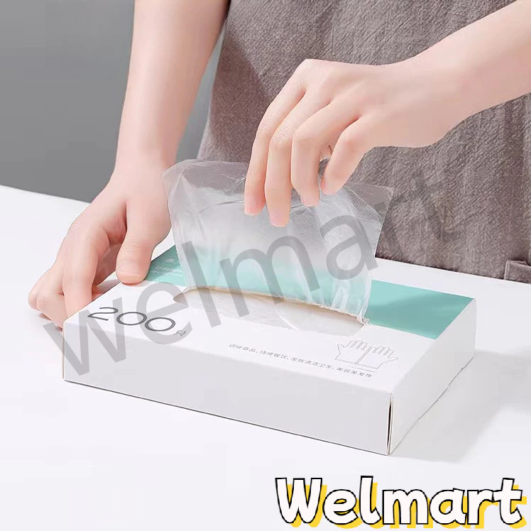 welmart ถุงมือพลาสติก ใช้แล้วทิ้ง 200 ชิ้น/กล่อง เหนียวพิเศษ หนาและทนทาน