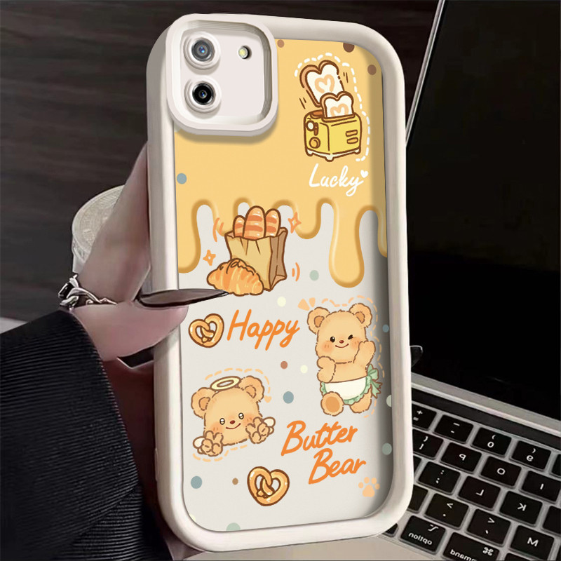 เคสสำหรับ Realme C11 2020 เคสหมีเนยน่ารักเคสซิลิโคนดูดซับแรงกระแทกเคสโทรศัพท์