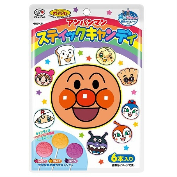 Fujiya 6 Anpanman Stick Candy Anpanman face-shaped candy bars Anpanman face-shaped candy bars with  