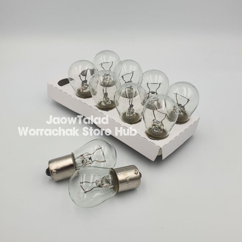 หลอดไฟ 24V 25W , เบอร์ 305 , หลอด1จุด ใหญ่ 1ไส้ S25 BA15S , เขี้ยวตรง (10หลอด)