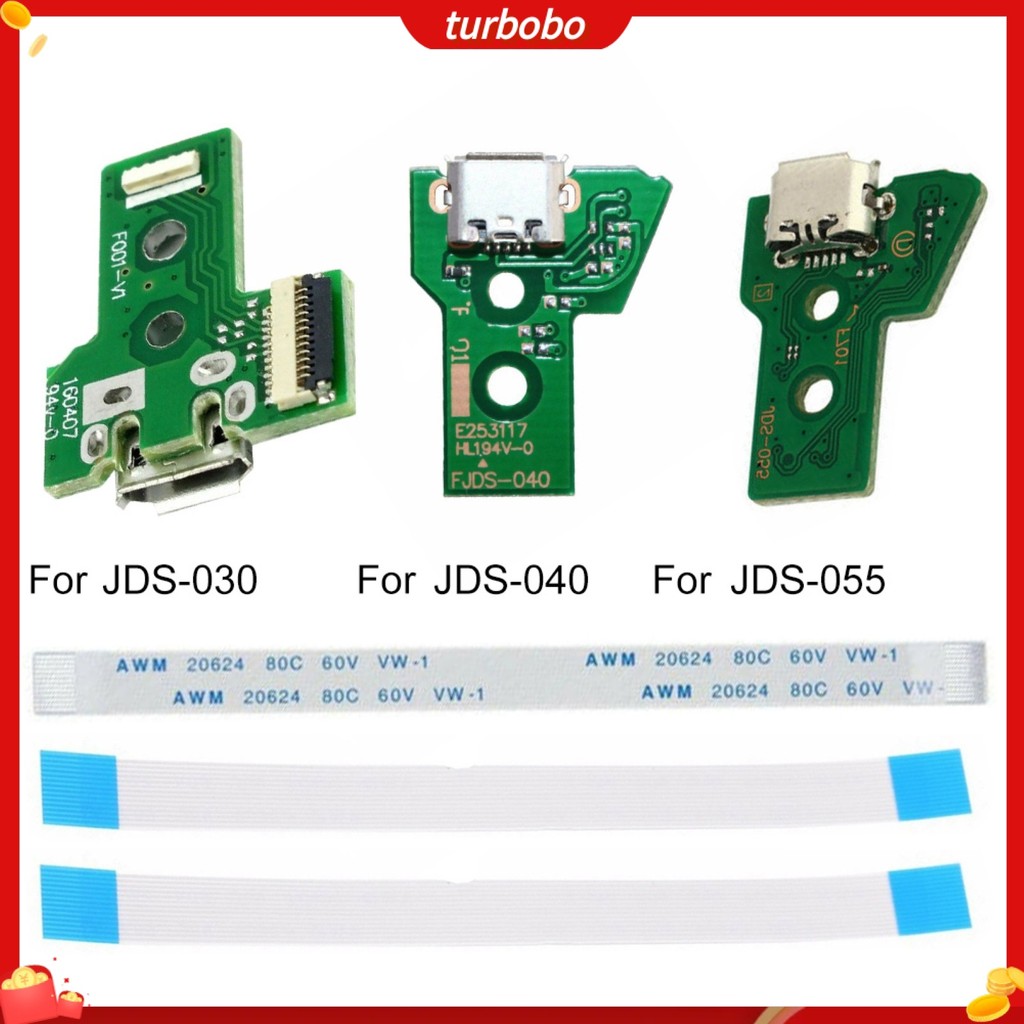 [turbobo] พอร์ตชาร์จ Usb 12Pin สายเคเบิลอ่อน สําหรับ Sony PS4 Controller JDS-030 JDS-040 JDS-055