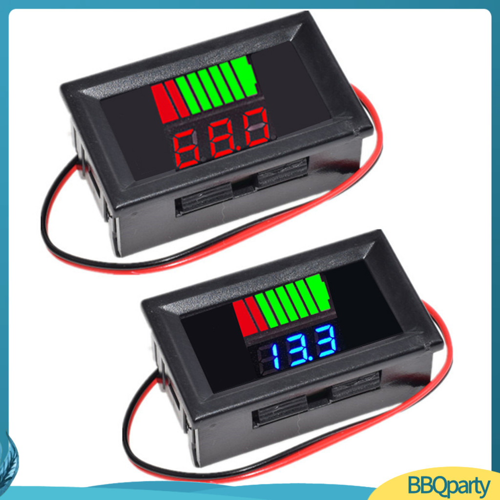 <BBQ> เครื่องวัดความจุแบตเตอรี่ 12V-60V จอแสดงผลดิจิทัล LED คําเตือนพลังงานต่ํา ความละเอียด 8 ขั้น อุปกรณ์เสริมในครัวเรือน