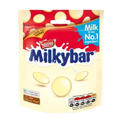 Nestle Milkybar White Chocolate Sharing Bag 104G ไวท์ช็อกโกแลต ขนมหวาน ขนมขบเคี้ยว ขนม ช็อกโกแลต