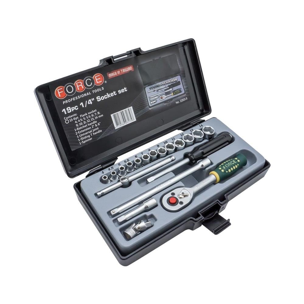 FORCE ชุดลูกบ็อกซ์ 6 เหลี่ยม 1/4 นิ้ว FORCE 19 ชิ้น เครื่องมือช่าง ไขควงบล็อก HEX SOCKET SET FORCE 1