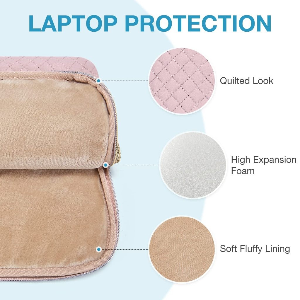 BAGSMART حقيبة لابتوب مبطنة مقاومة للماء 13-15.6 بوصة — صورة 5