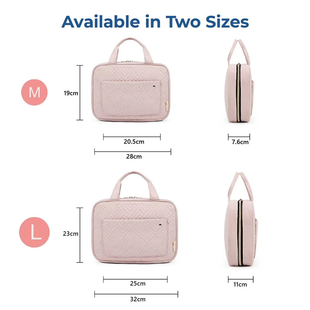 BAGSMART กระเป๋าเครื่องสําอาง แขวน makeup bag กระเป๋าจัดเก็บระเบียบพกพา กันน้ำซิปคู่ กระเป๋าใส่ของอเนกประสงค์