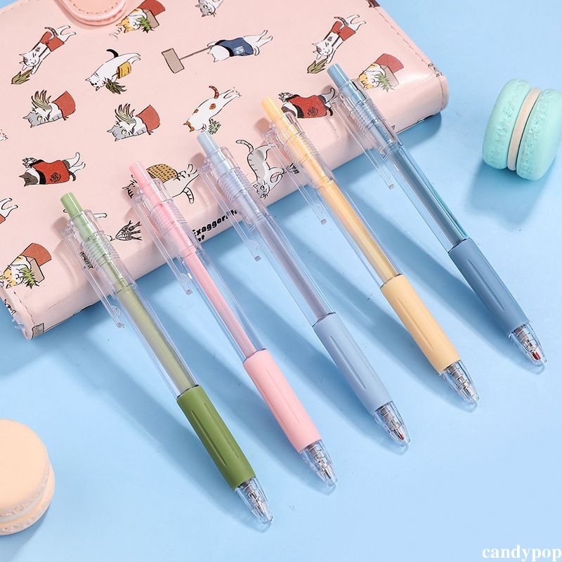 candypop โปร่งใส Frosted Push-type ปากกาน้ํา 0.5 มม.Bullet ปากกาคาร์บอน Creative นักเรียนเจลปากกา
