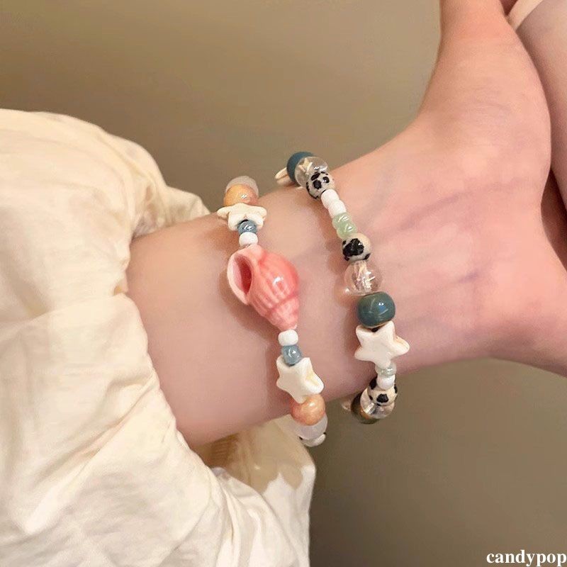 candypop สร้อยข้อมือสไตล์วันหยุด Conch Star สร้อยข้อมือลูกปัดเซรามิกผู้หญิง Niche สร้อยข้อมือประณีต