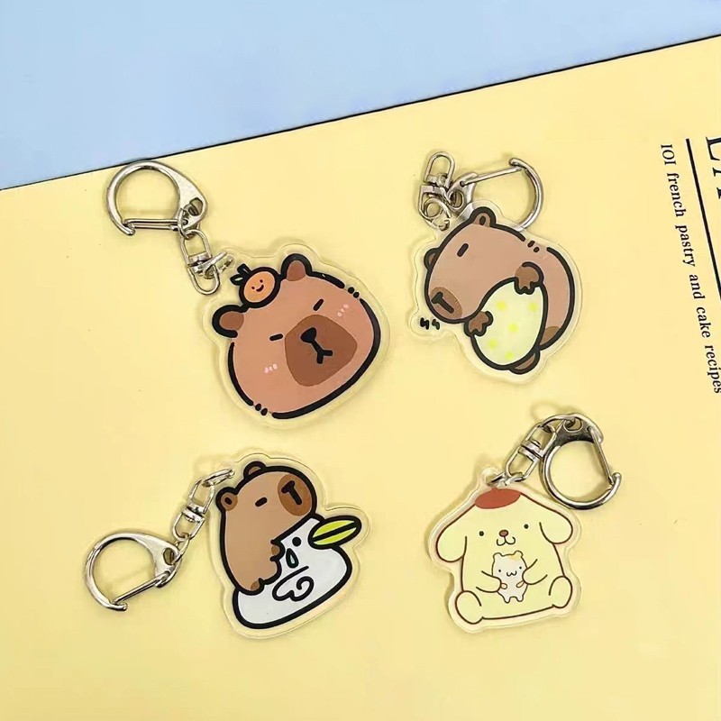 candypop อะคริลิค Capybara Key Chain การ์ตูนน่ารัก Key Chain กระเป๋าเป้สะพายหลังกล่องดินสอจี้
