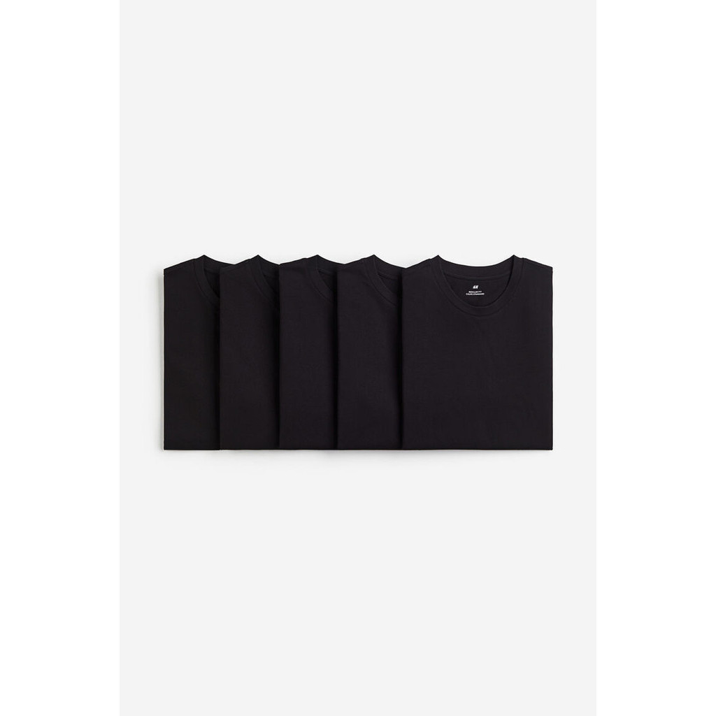 H&M(เอชแอนด์เอ็ม) แพ็ค 5 ตัว เสื้อยืด Regular Fit ผู้ชาย 1216851_4