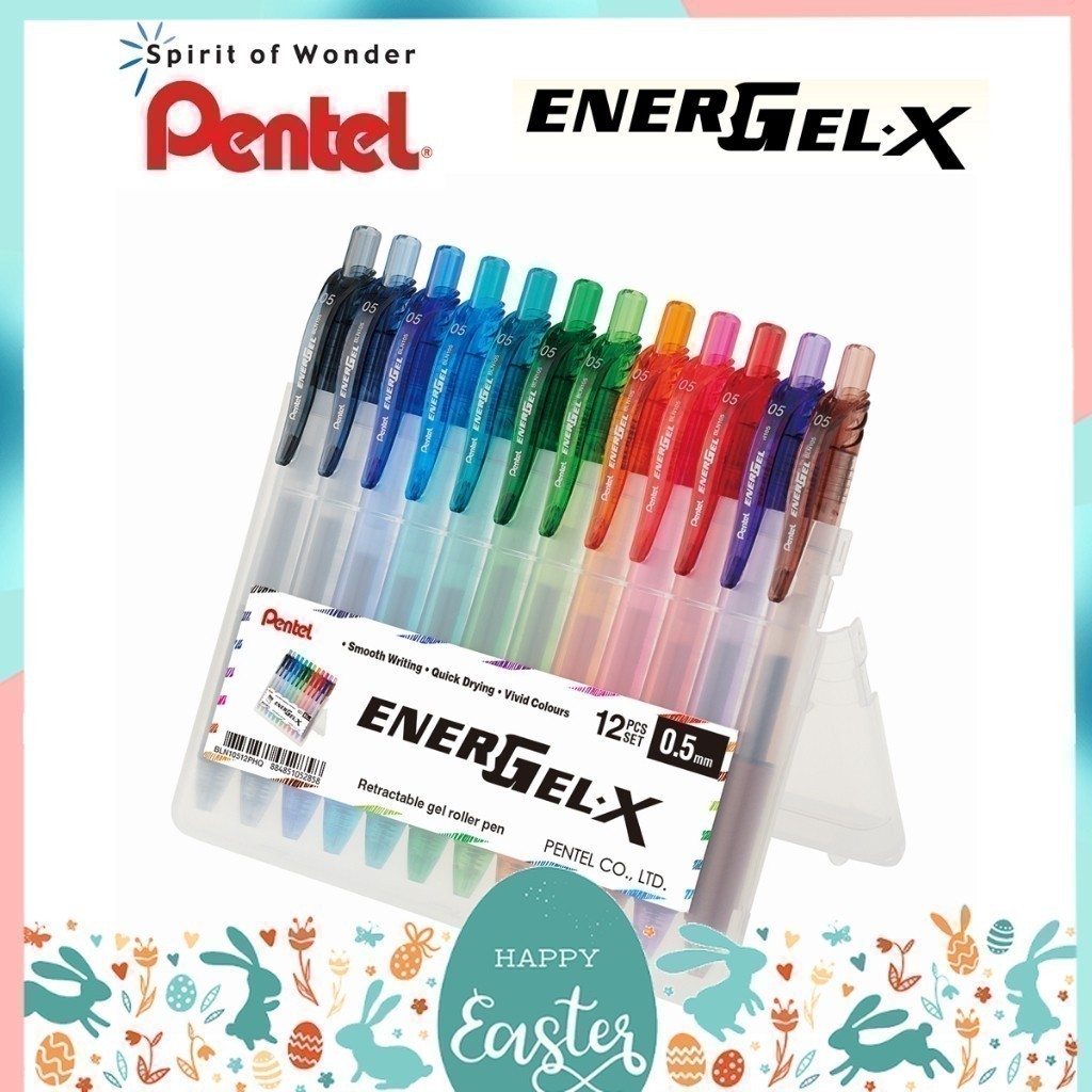 ปากกาเจล Pentel Energel X Bln105 และ BL107 ชุดเซ็ต 12 สี ขนาดหัว 0.5 และ 0.7 MM