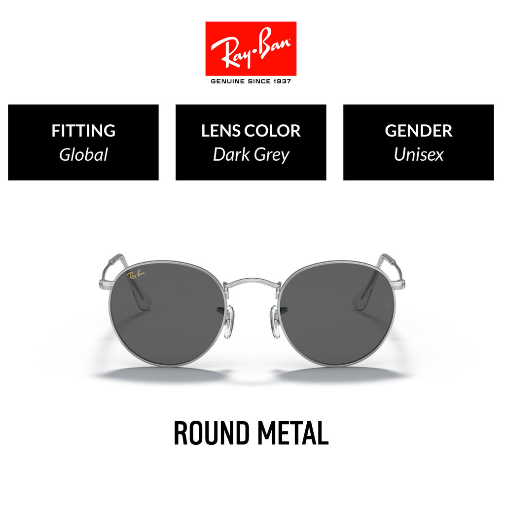 RAY-BAN ROUND METAL RB3447 9198B1 50 & 53 - Sunglasses แว่นกันแดด