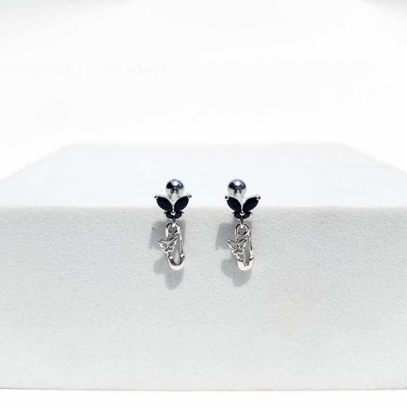 More Than Piercing: D012 Black Butterfly Pin (1 pc)