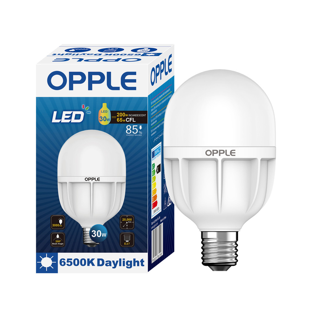 OPPLE หลอดไฟกลม LED E27 30W Daylight รุ่น ES1HPB-E27-30W-DLCT