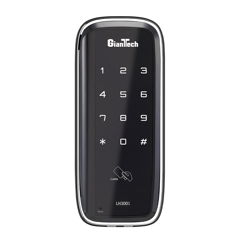 กุญแจดิจิทัล Rim Lock 2 ระบบ สำหรับประตูเลื่อน GIANTTECH  รุ่น LH300-SN/Hook สีดำ