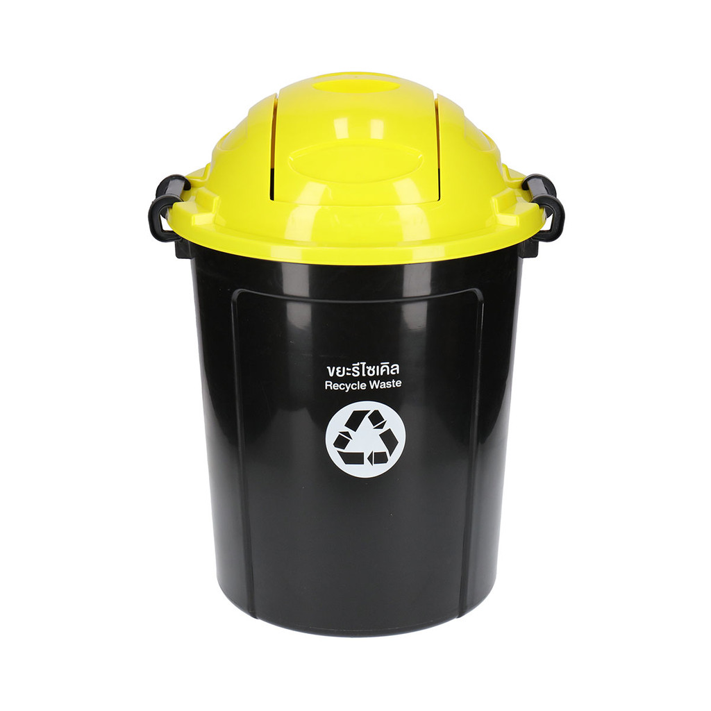 KASSA HOME ถังขยะรีไซเคิลฝาโดมสวิงพลาสติก รุ่น API133 ขนาด 62 ลิตร สีดำ - เหลือง